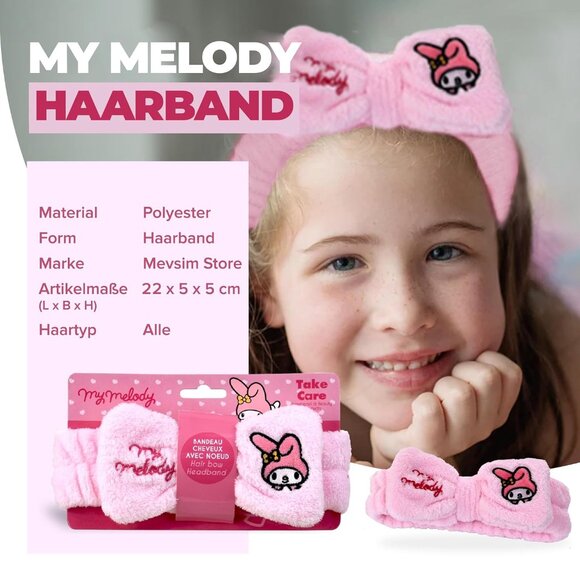 My Melody Headband Kids Girls Plush Polyester Cute Wide Elastic Hair Accessory - Picture 5 of 7